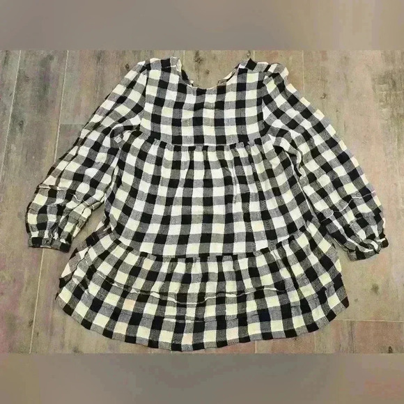 American Eagle Peasant Top Blue & White Plaid Boho Lightweight - Picture 8 of 9